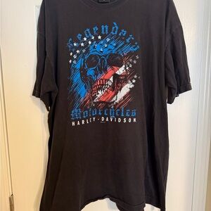 Harley-Davidson Black Graphic Skull Tee with Red, White & Blue Print